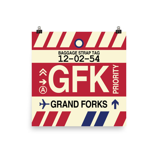 GFK Grand Forks Poster Print • Jet Age Baggage Tag Design • YHM Designs - Image 02