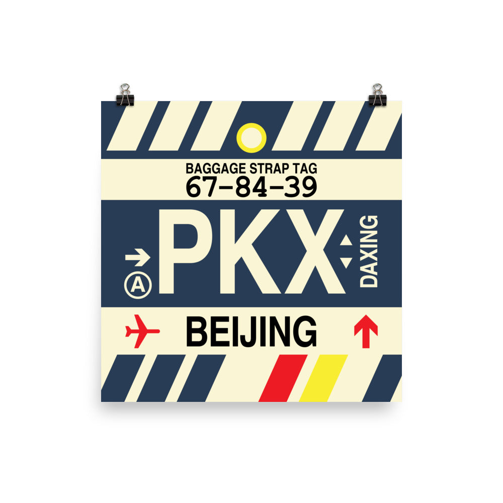PKX Beijing Poster Print • Jet Age Baggage Tag Design • YHM Designs - Image 03