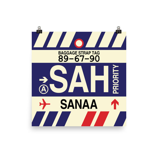 SAH Sanaa Poster Print • Jet Age Baggage Tag Design • YHM Designs - Image 02