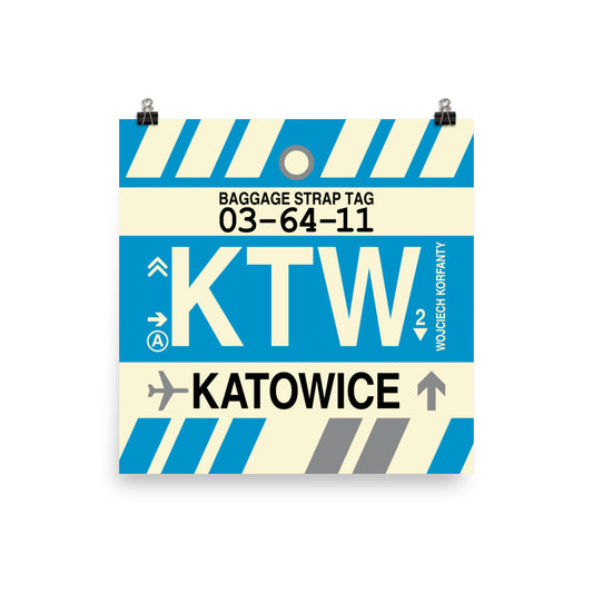 Travel-Themed Poster Print • KTW Katowice Souvenir • YHM Designs - Image 02