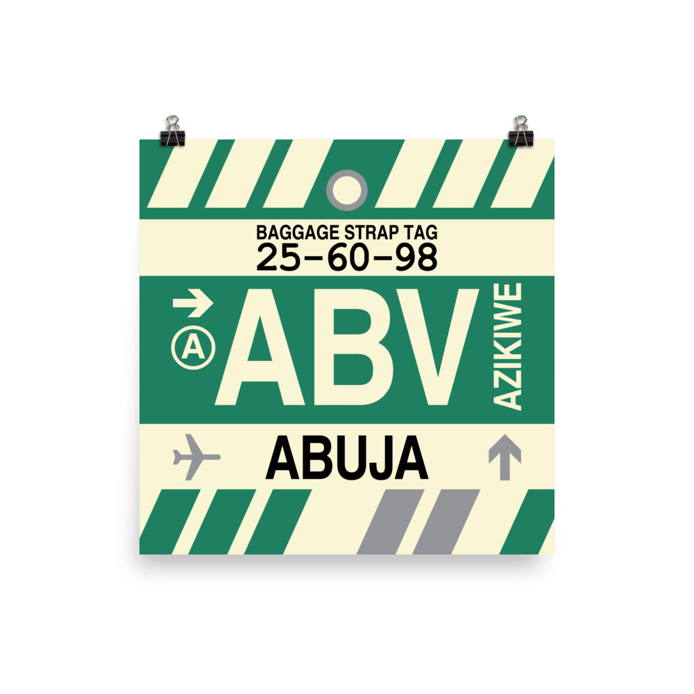 ABV Abuja Poster Print • Jet Age Baggage Tag Design • YHM Designs - Image 03