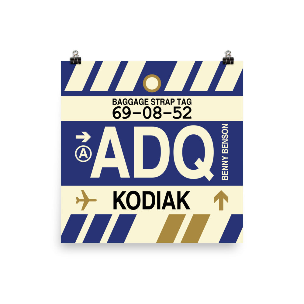 ADQ Kodiak Poster Print • Jet Age Baggage Tag Design • YHM Designs - Image 03