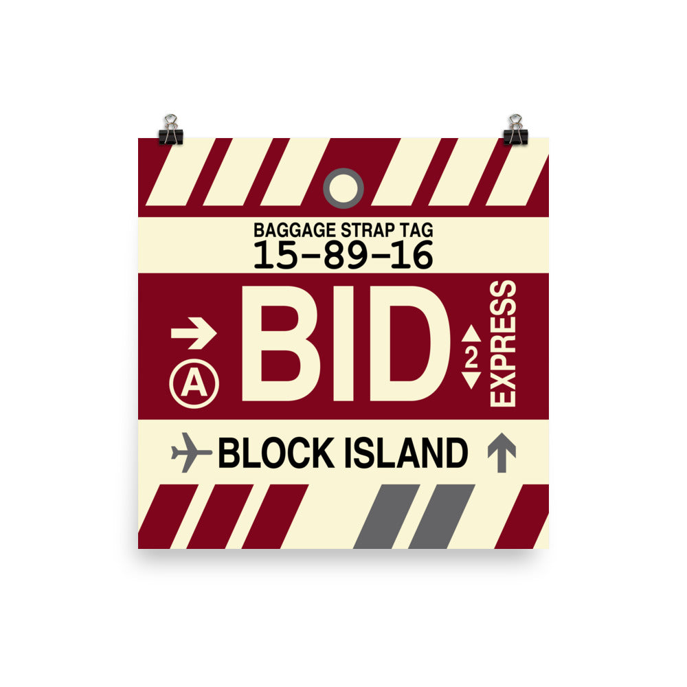 BID Block Island Poster Print • Jet Age Baggage Tag Design • YHM Designs - Image 03