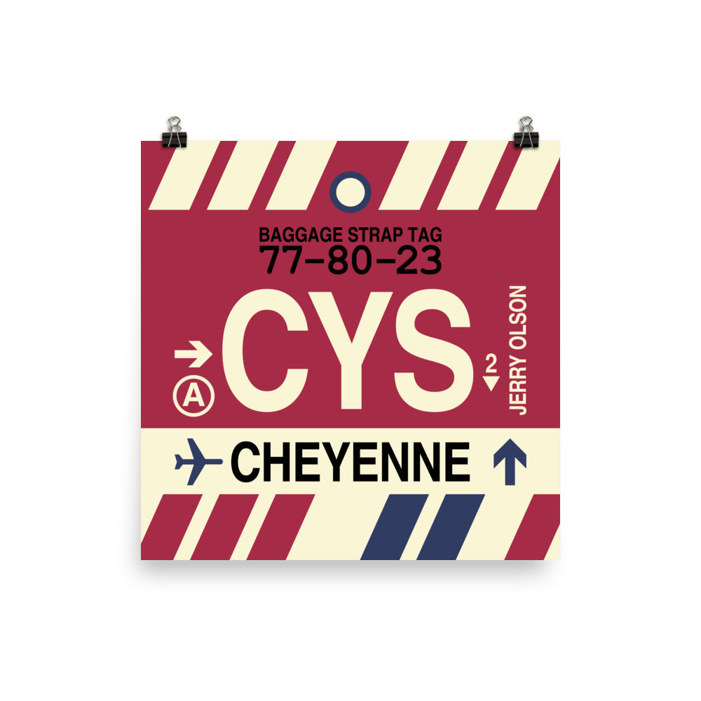 CYS Cheyenne Poster Print • Jet Age Baggage Tag Design • YHM Designs - Image 03