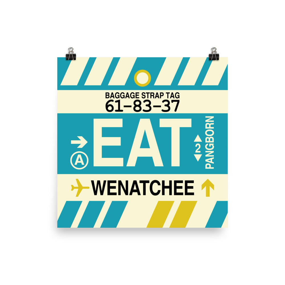 EAT Wenatchee Poster Print • Jet Age Baggage Tag Design • YHM Designs - Image 03