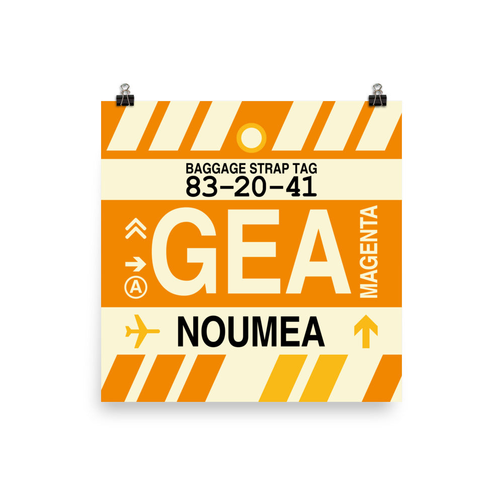 GEA Nouméa Poster Print • Jet Age Baggage Tag Design • YHM Designs - Image 03