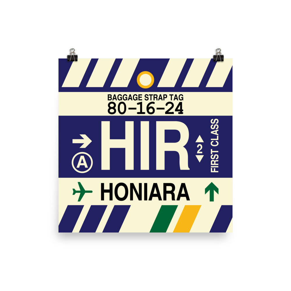 HIR Honiara Poster Print • Jet Age Baggage Tag Design • YHM Designs - Image 03