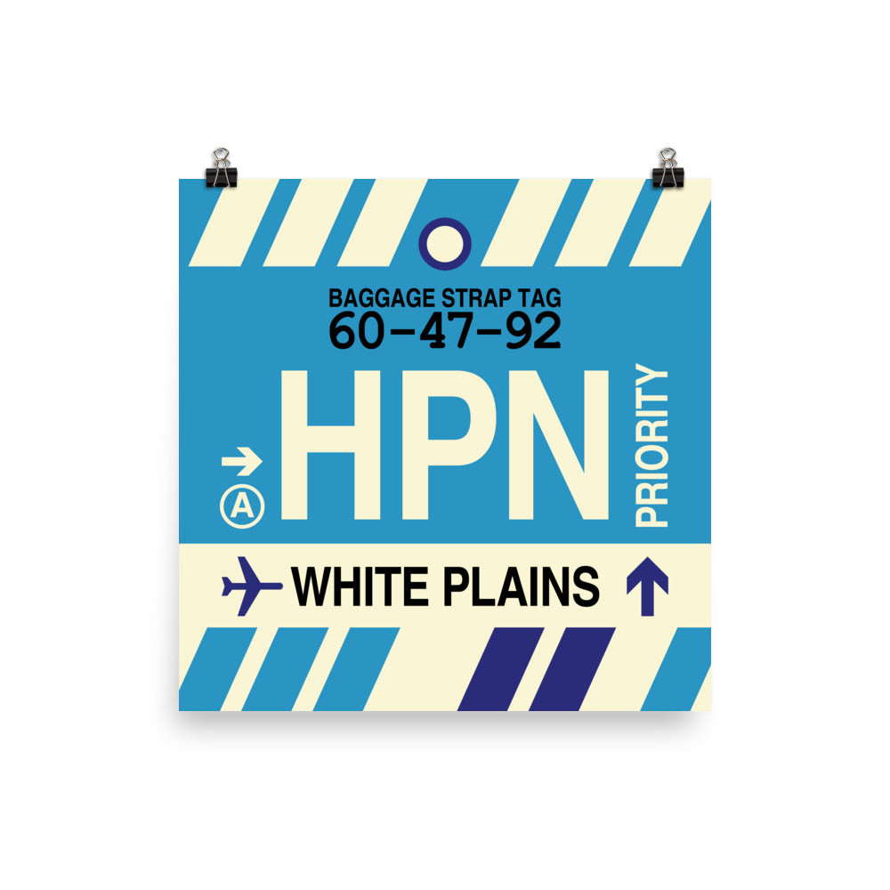 HPN White Plains Poster Print • Jet Age Baggage Tag Design • YHM Designs - Image 03