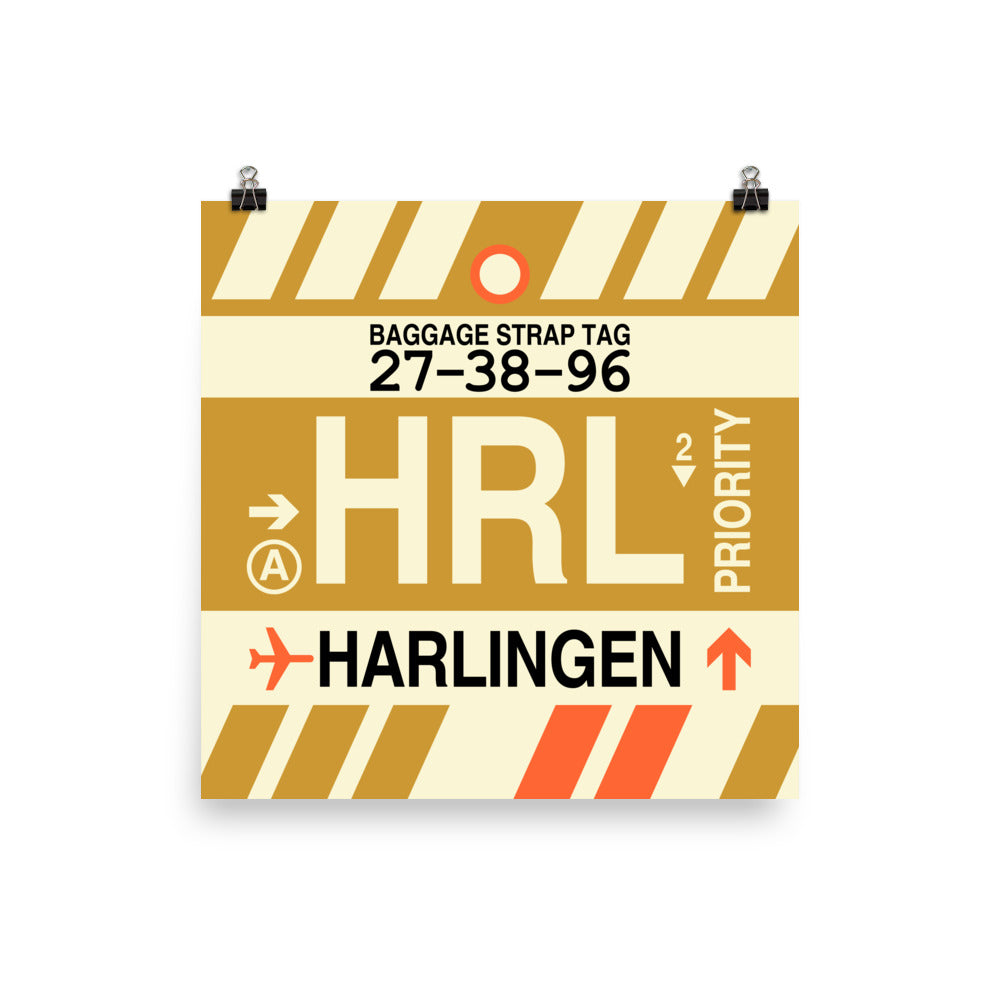 HRL Harlingen Poster Print • Jet Age Baggage Tag Design • YHM Designs - Image 03