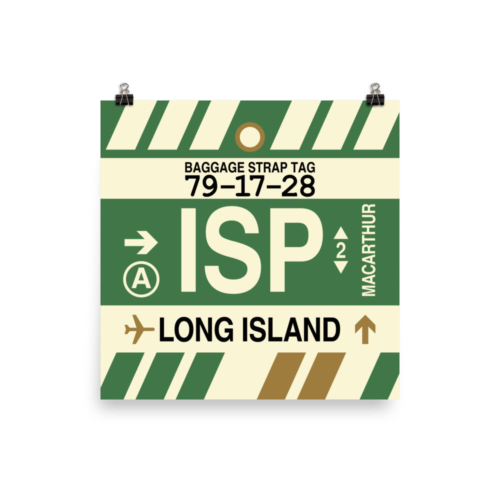 ISP Long Island Poster Print • Jet Age Baggage Tag Design • YHM Designs - Image 03