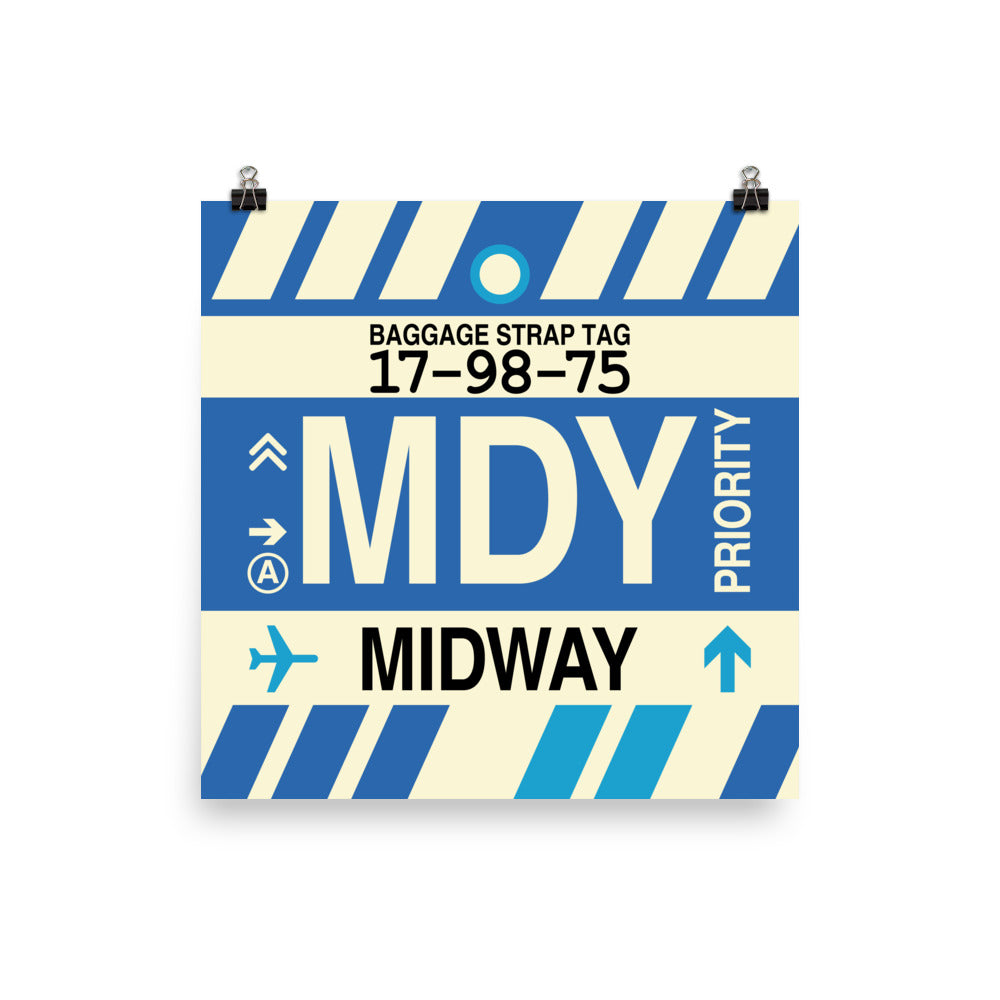 MDY Midway Poster Print • Jet Age Baggage Tag Design • YHM Designs - Image 03