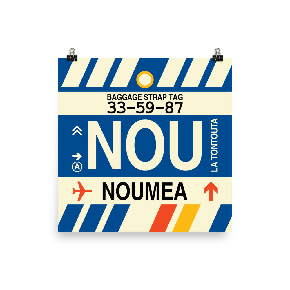 NOU Nouméa Poster Print • Jet Age Baggage Tag Design • YHM Designs - Image 03