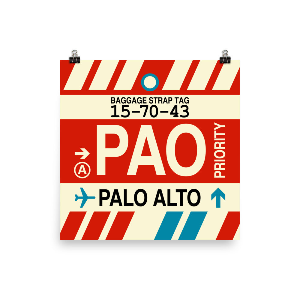 PAO Palo Alto Poster Print • Jet Age Baggage Tag Design • YHM Designs - Image 03