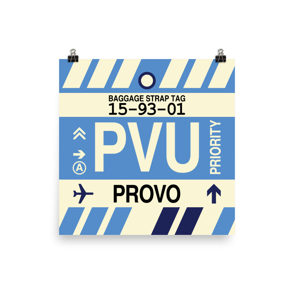 PVU Provo Poster Print • Jet Age Baggage Tag Design • YHM Designs - Image 03