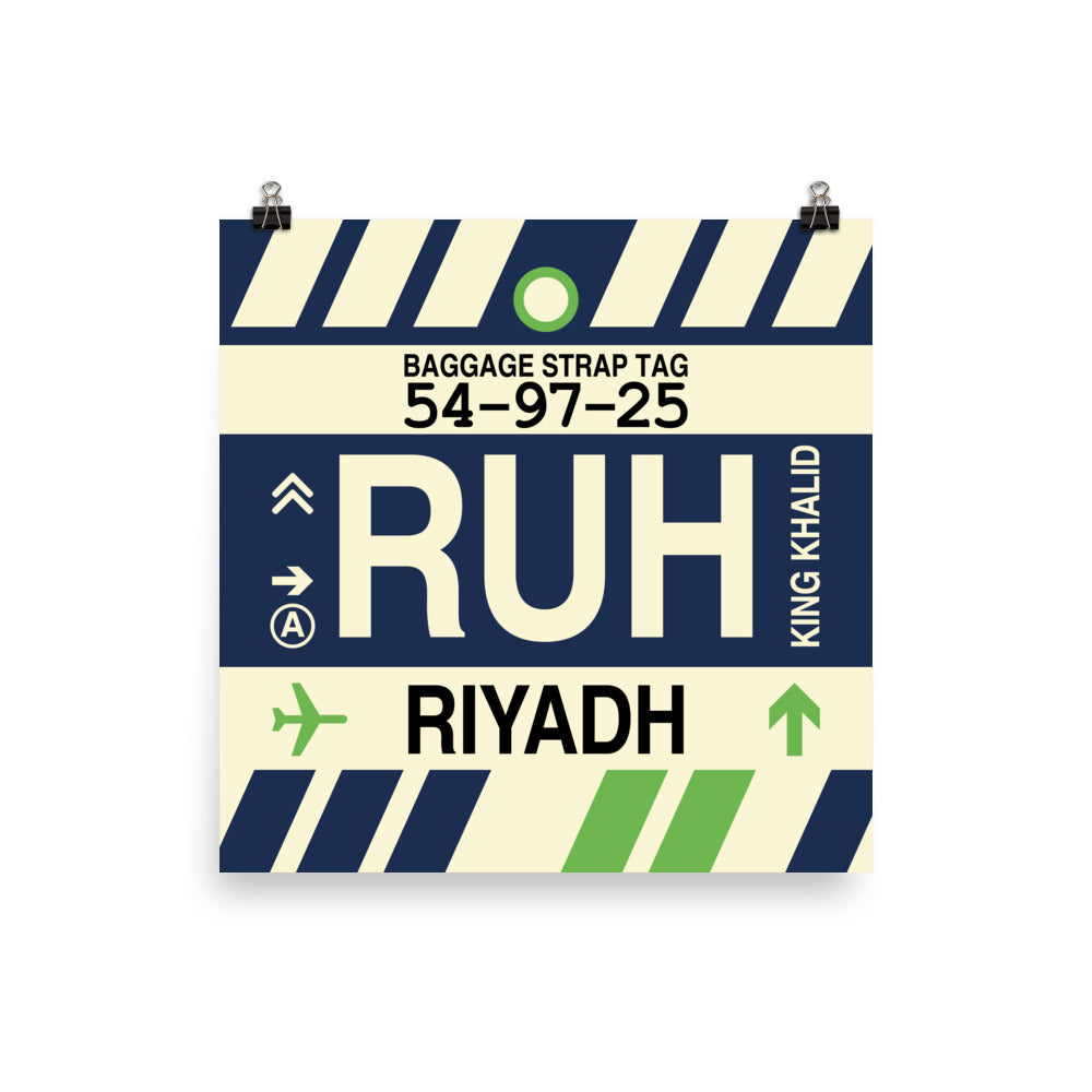 RUH Riyadh Poster Print • Jet Age Baggage Tag Design • YHM Designs - Image 03