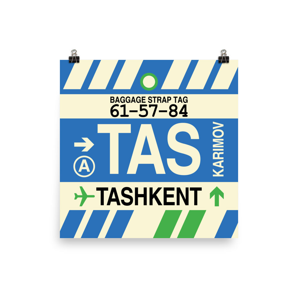 TAS Tashkent Poster Print • Jet Age Baggage Tag Design • YHM Designs - Image 03