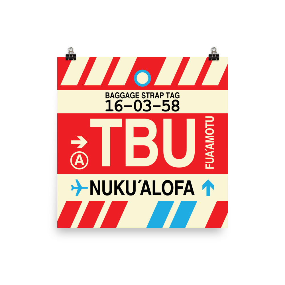 TBU Nuku'alofa Poster Print • Jet Age Baggage Tag Design • YHM Designs - Image 03