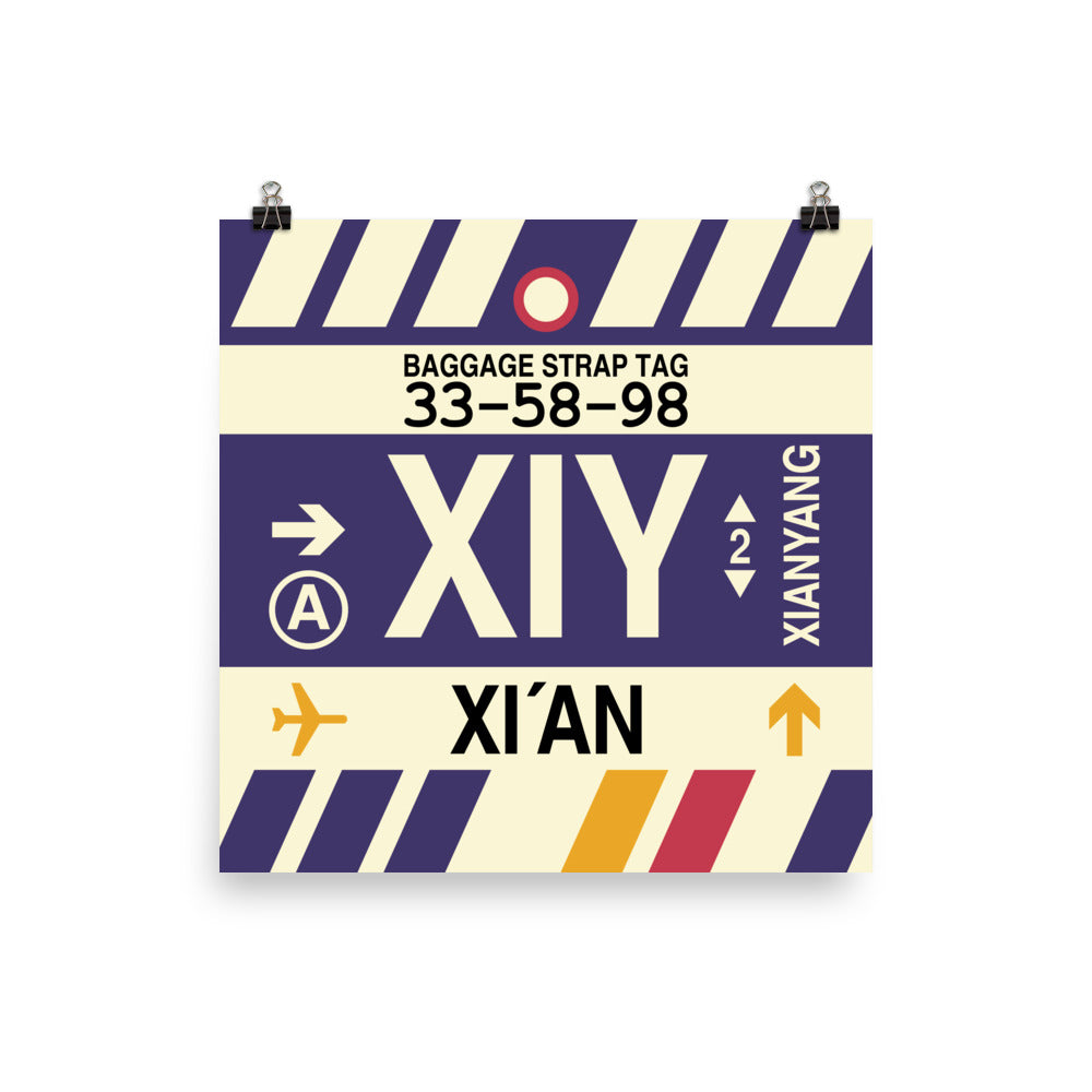XIY Xi'an Poster Print • Jet Age Baggage Tag Design • YHM Designs - Image 03
