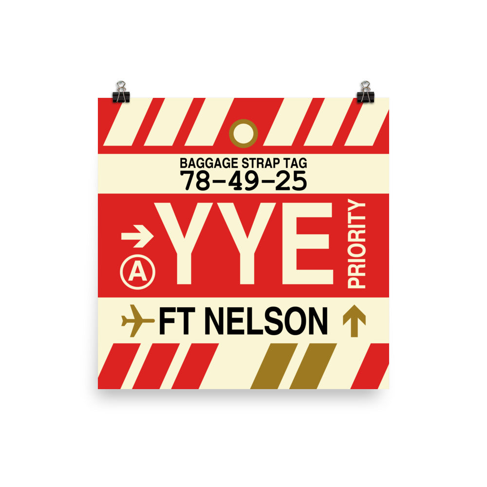 YYE Fort Nelson Poster Print • Jet Age Baggage Tag Design • YHM Designs - Image 03