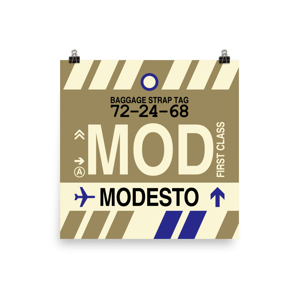 MOD Modesto Poster Print • Jet Age Baggage Tag Design • YHM Designs - Image 03