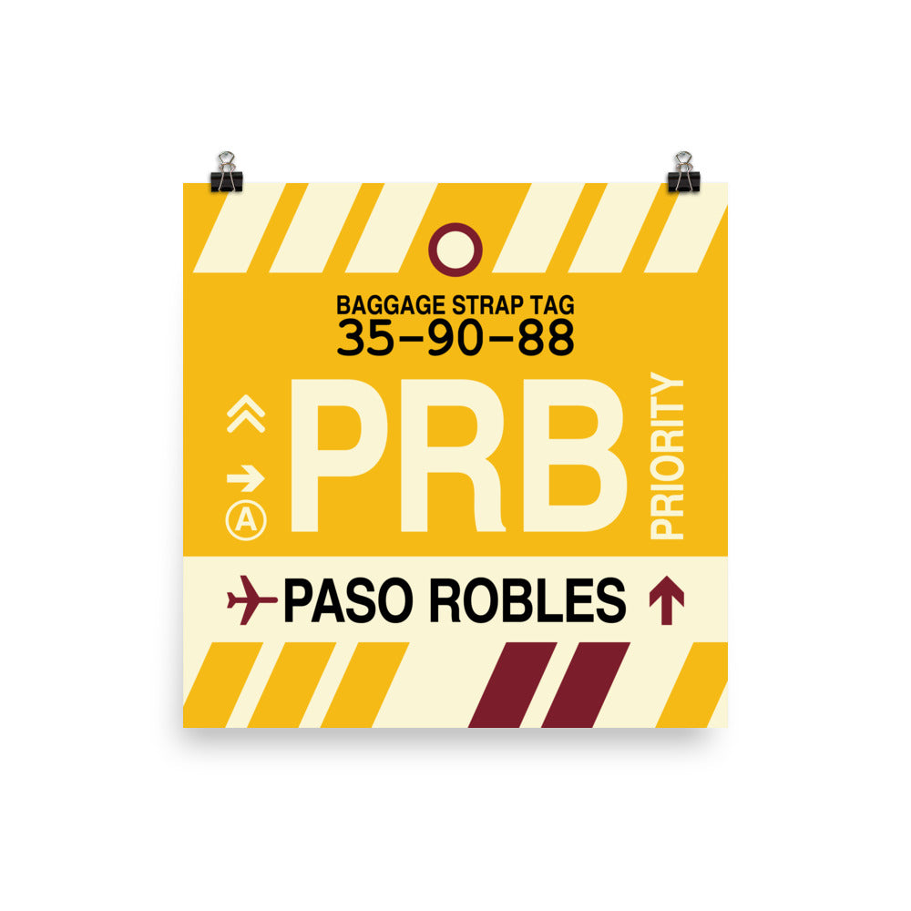 PRB Paso Robles Poster Print • Jet Age Baggage Tag Design • YHM Designs - Image 03