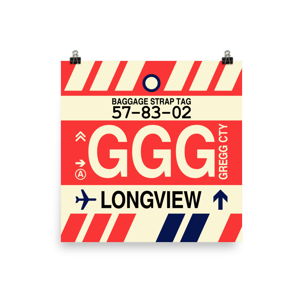 GGG Longview Poster Print • Jet Age Baggage Tag Design • YHM Designs - Image 03