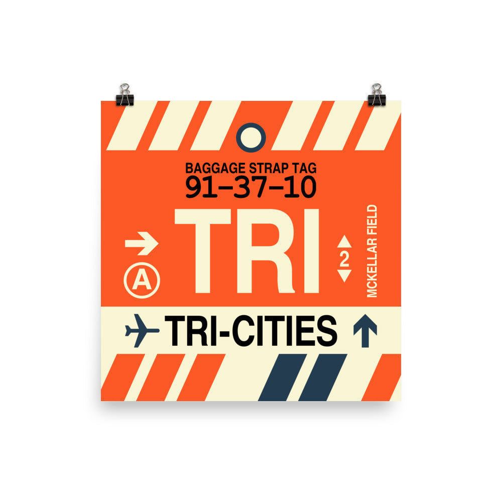TRI Tri-Cities Poster Print • Jet Age Baggage Tag Design • YHM Designs - Image 03