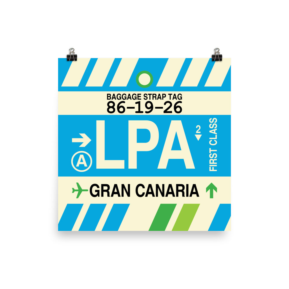 LPA Gran Canaria Poster Print • Jet Age Baggage Tag Design • YHM Designs - Image 01