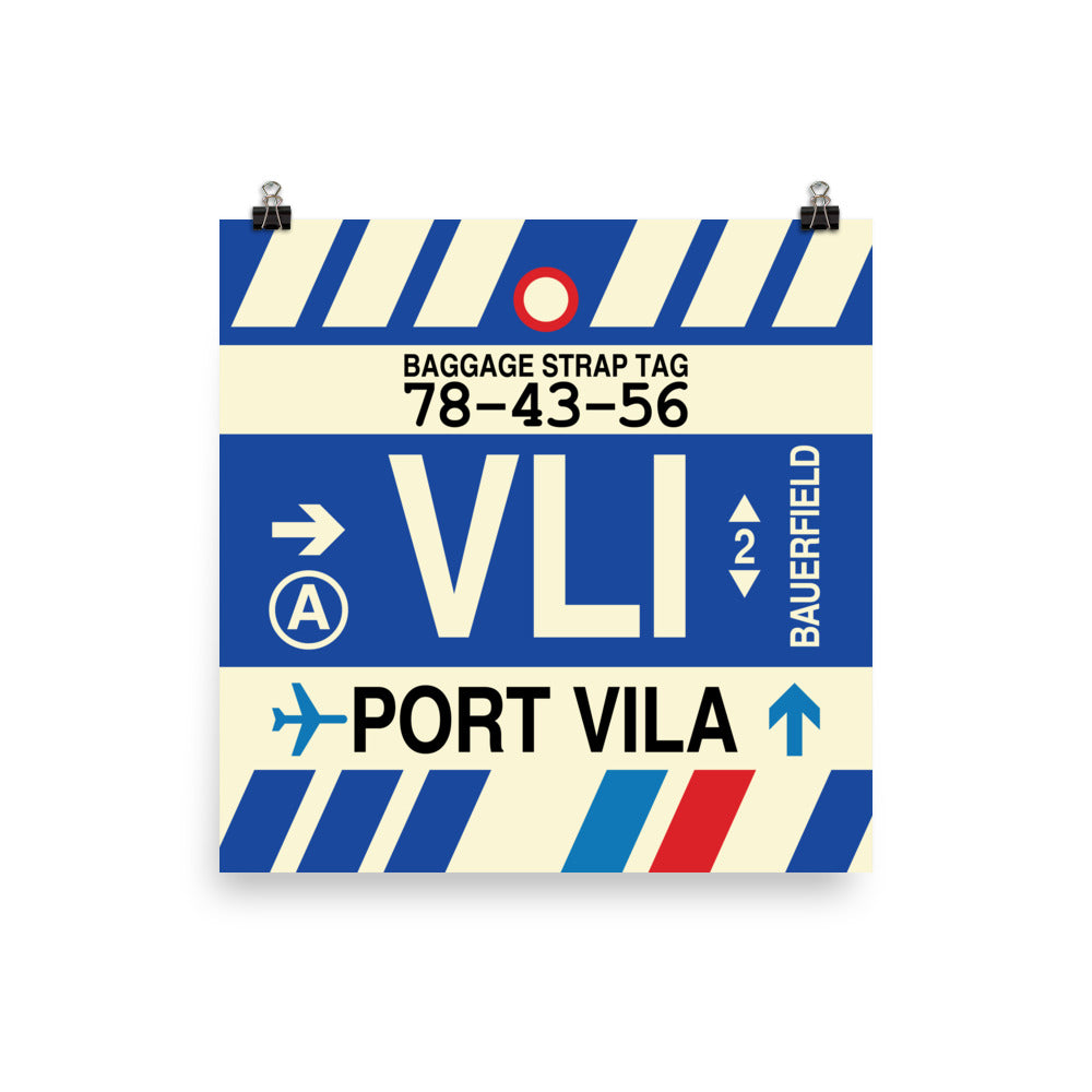 VLI Port Vila Poster Print • Jet Age Baggage Tag Design • YHM Designs - Image 03