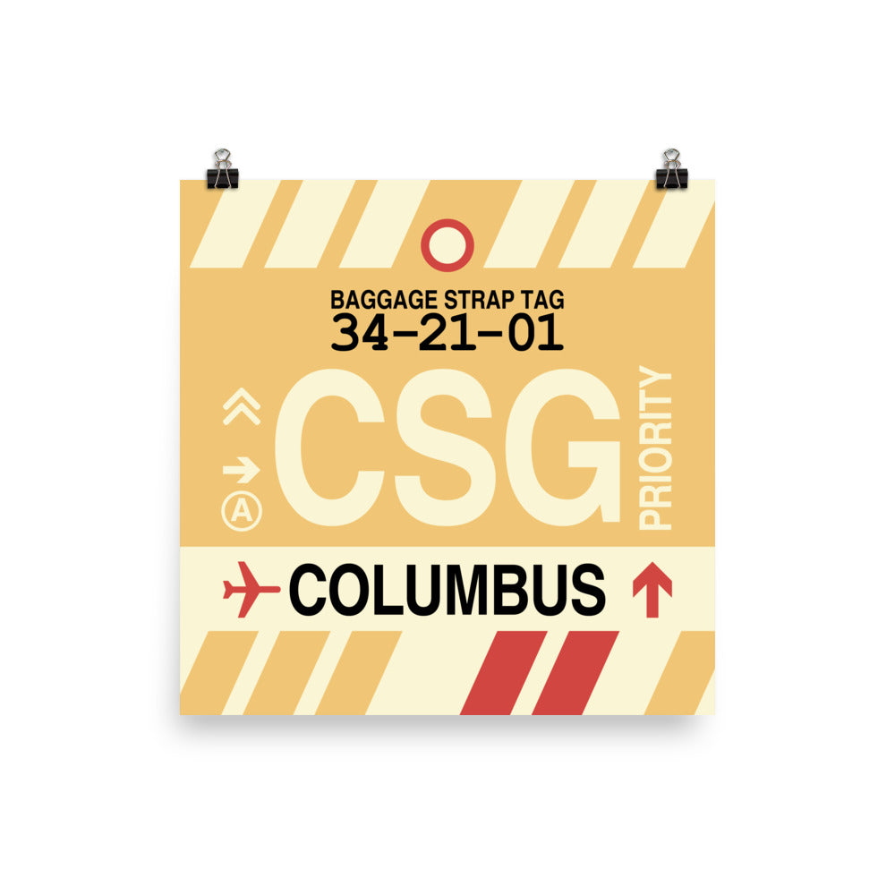 CSG Columbus Poster Print • Jet Age Baggage Tag Design • YHM Designs - Image 03