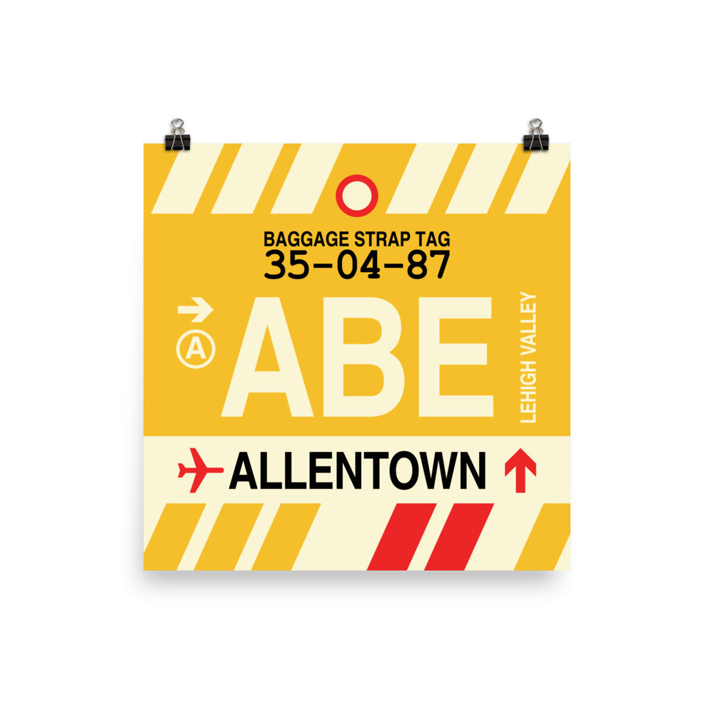 ABE Allentown Poster Print • Jet Age Baggage Tag Design • YHM Designs - Image 04