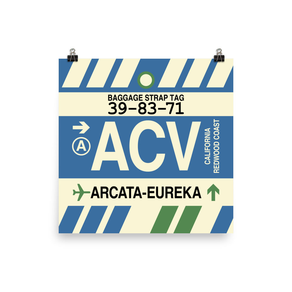 ACV Arcata-Eureka Poster Print • Jet Age Baggage Tag Design • YHM Designs - Image 04
