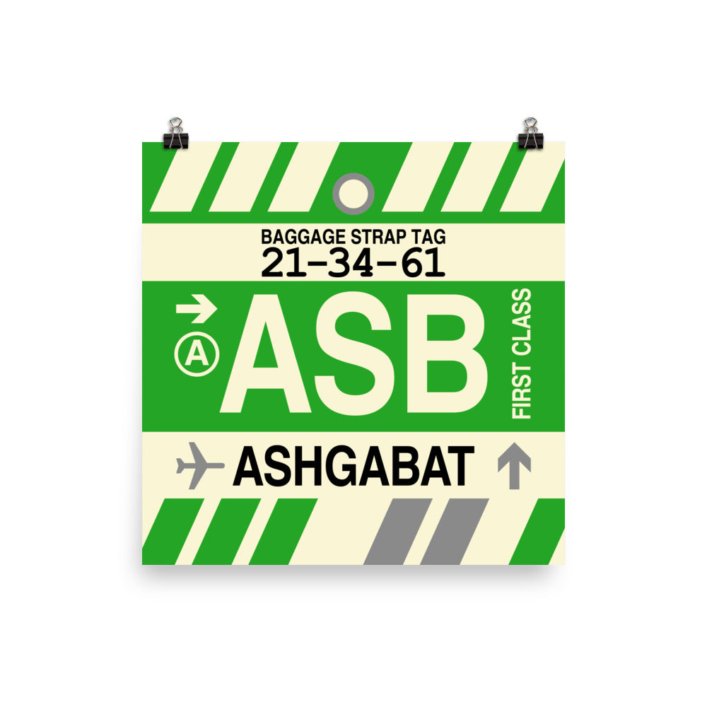 ASB Ashgabat Poster Print • Jet Age Baggage Tag Design • YHM Designs - Image 04