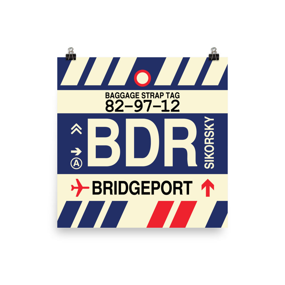BDR Bridgeport Poster Print • Jet Age Baggage Tag Design • YHM Designs - Image 04