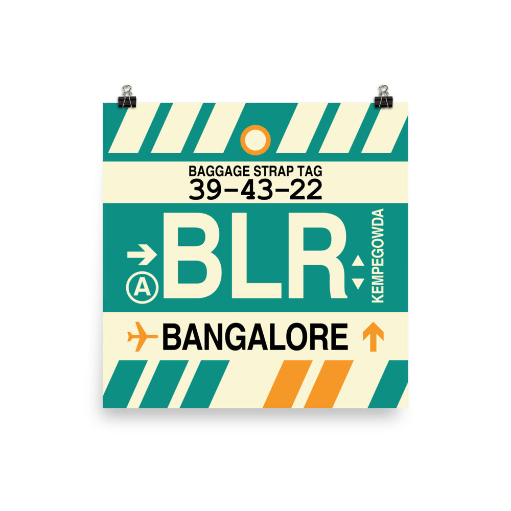 BLR Bangalore Poster Print • Jet Age Baggage Tag Design • YHM Designs - Image 04