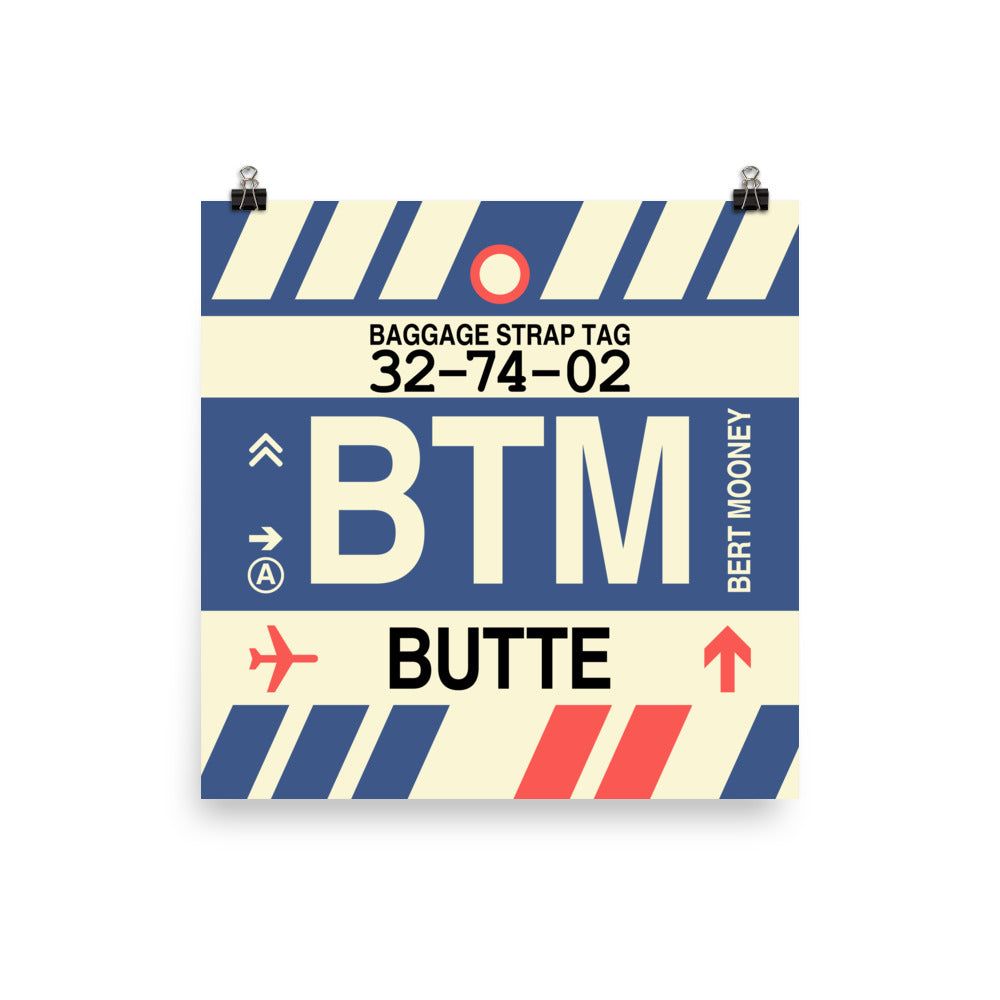 BTM Butte Poster Print • Jet Age Baggage Tag Design • YHM Designs - Image 04