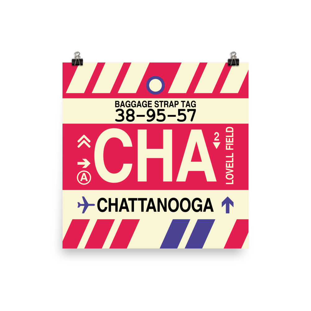 CHA Chattanooga Poster Print • Jet Age Baggage Tag Design • YHM Designs - Image 04
