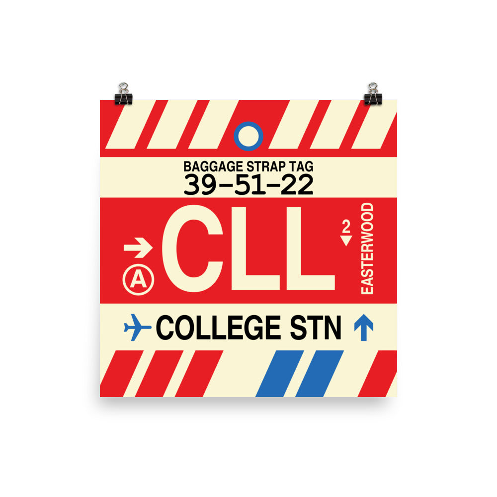 CLL College Station Poster Print • Jet Age Baggage Tag Design • YHM Designs - Image 04