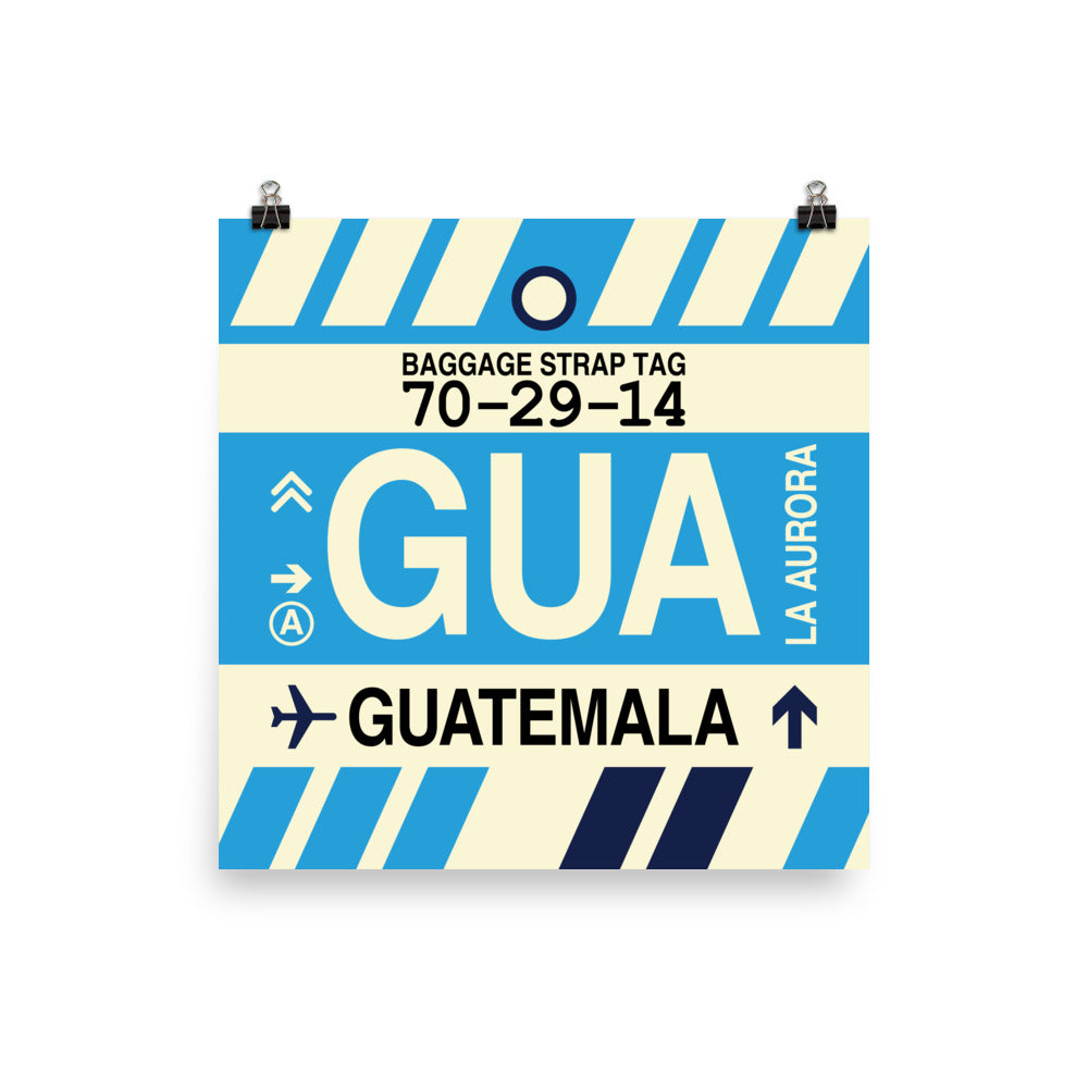GUA Guatemala City Poster Print • Jet Age Baggage Tag Design • YHM Designs - Image 04