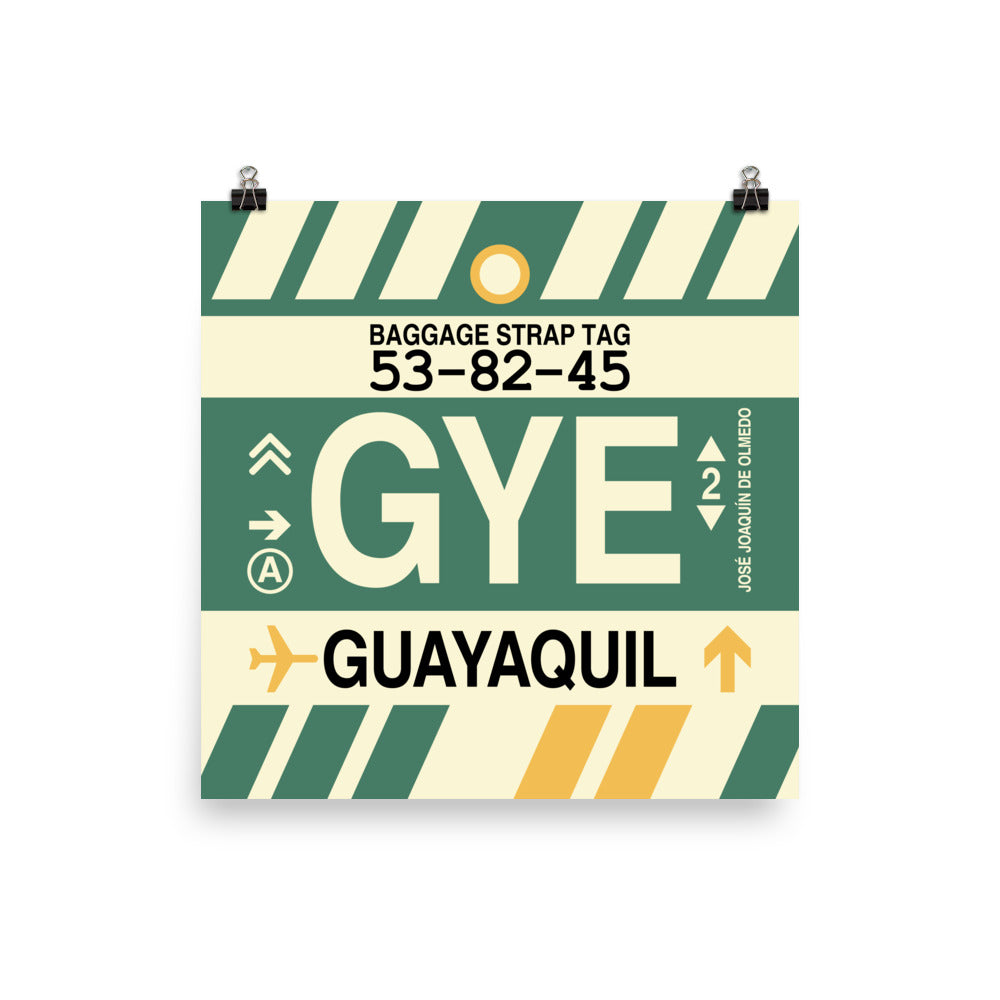 GYE Guayaquil Poster Print • Jet Age Baggage Tag Design • YHM Designs - Image 04