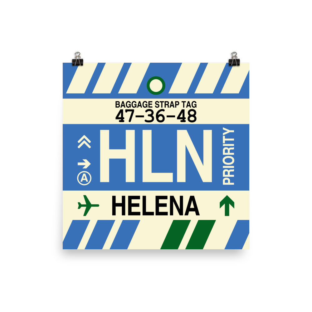 HLN Helena Poster Print • Jet Age Baggage Tag Design • YHM Designs - Image 04