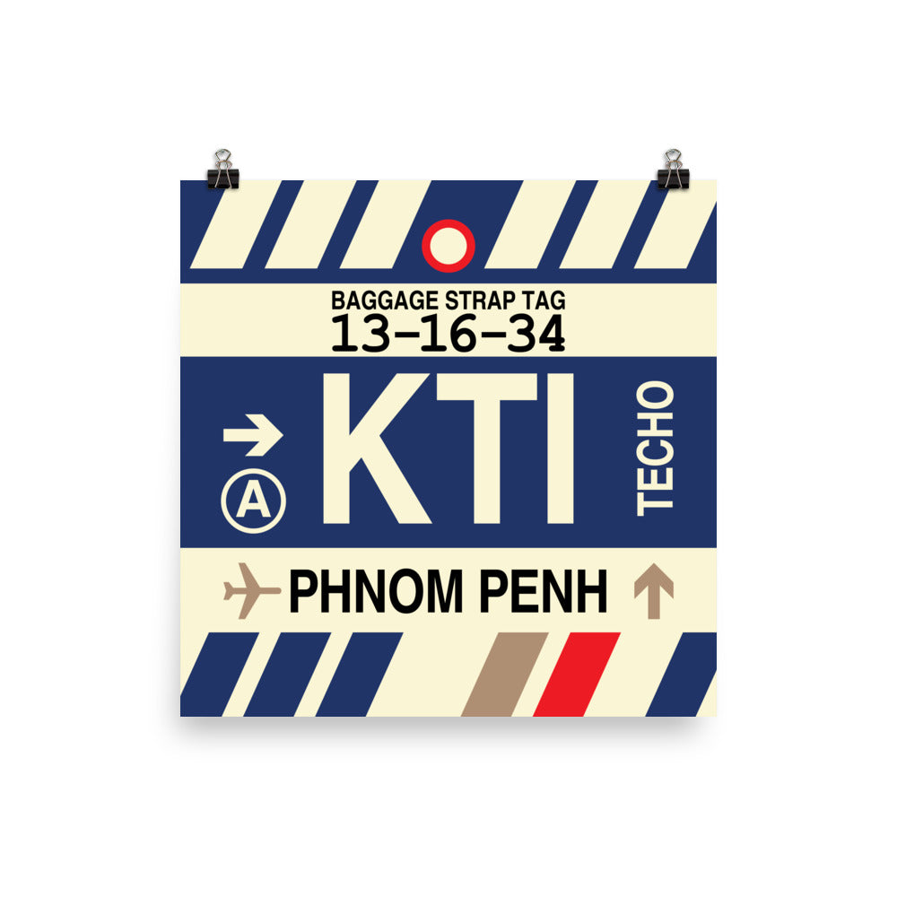 KTI Phnom Penh Poster Print • Jet Age Baggage Tag Design • YHM Designs - Image 04