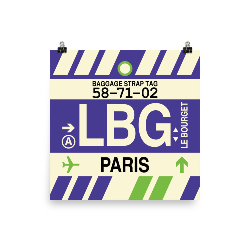 LBG Paris Poster Print • Jet Age Baggage Tag Design • YHM Designs - Image 04