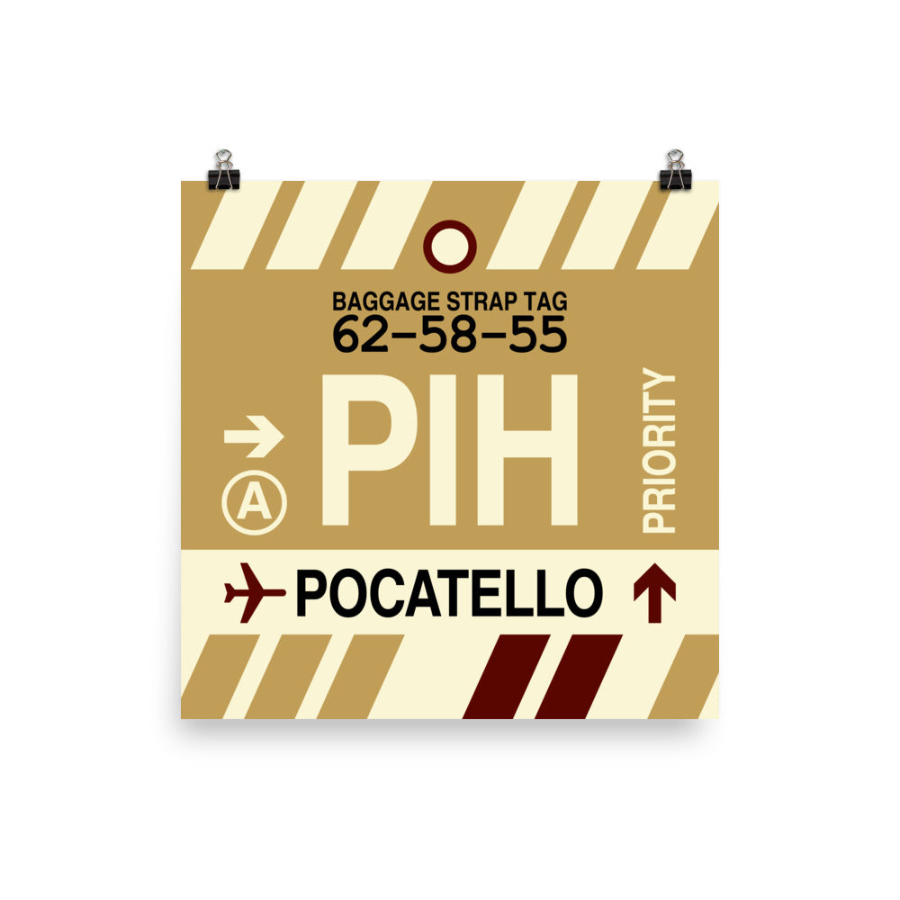 PIH Pocatello Poster Print • Jet Age Baggage Tag Design • YHM Designs - Image 04