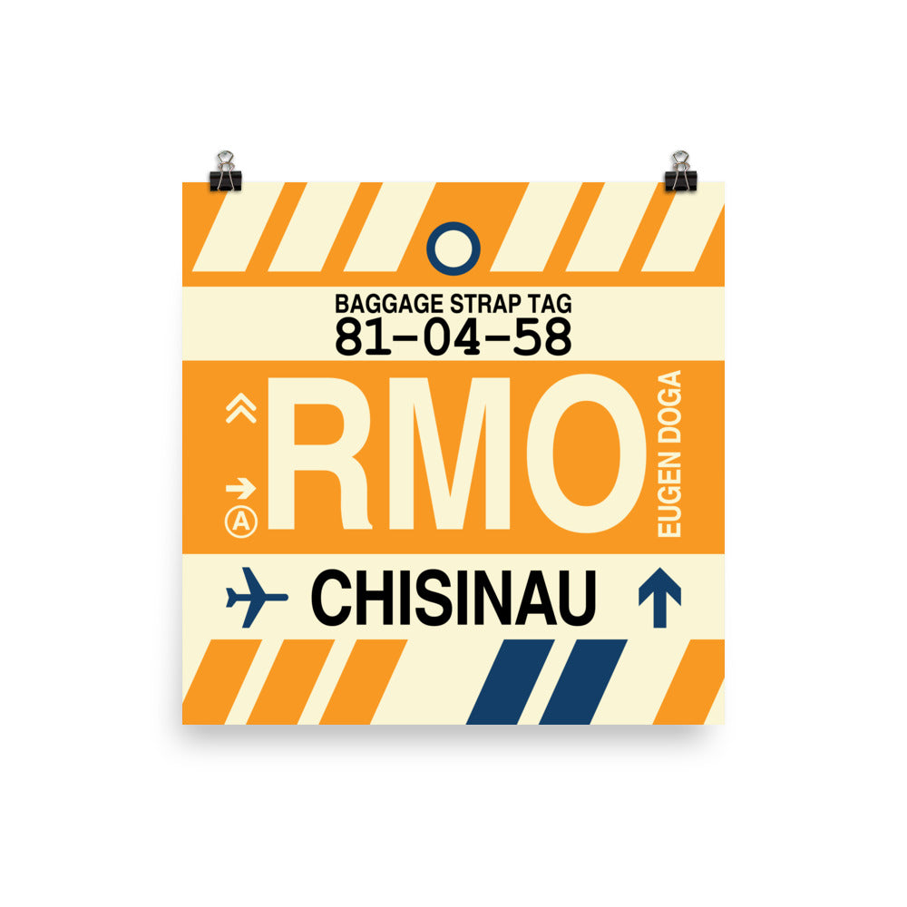 RMO Chisinau Poster Print • Jet Age Baggage Tag Design • YHM Designs - Image 04