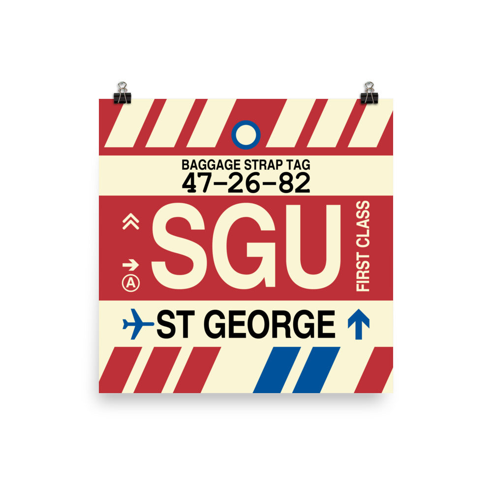 SGU St. George Poster Print • Jet Age Baggage Tag Design • YHM Designs - Image 04