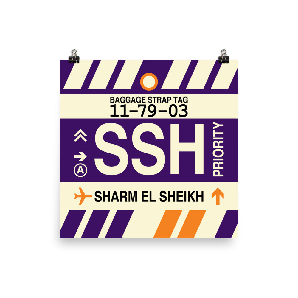 SSH Sharm el-Sheikh Poster Print • Jet Age Baggage Tag Design • YHM Designs - Image 04