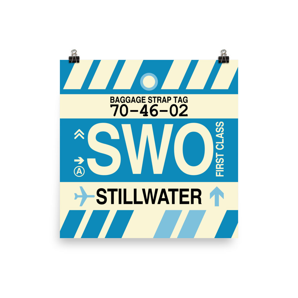 SWO Stillwater Poster Print • Jet Age Baggage Tag Design • YHM Designs - Image 04