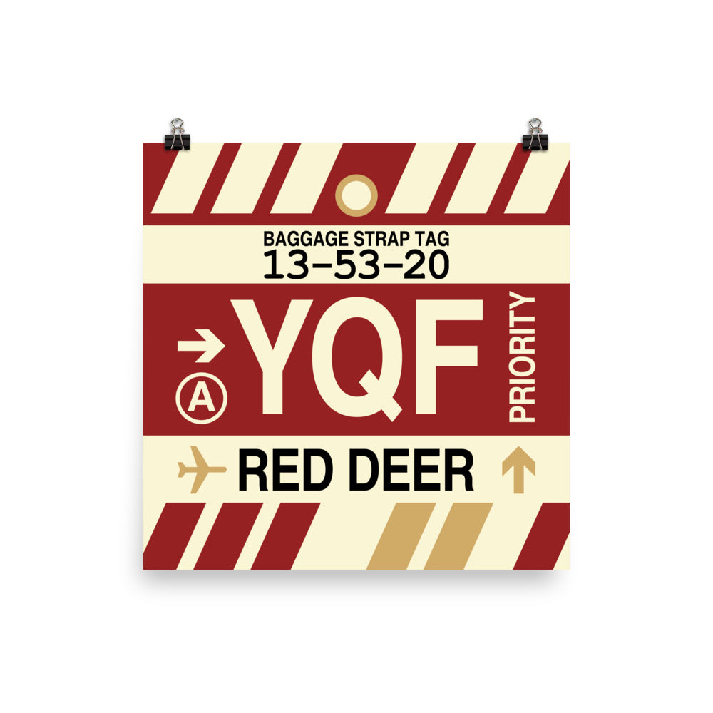 YQF Red Deer Poster Print • Jet Age Baggage Tag Design • YHM Designs - Image 04