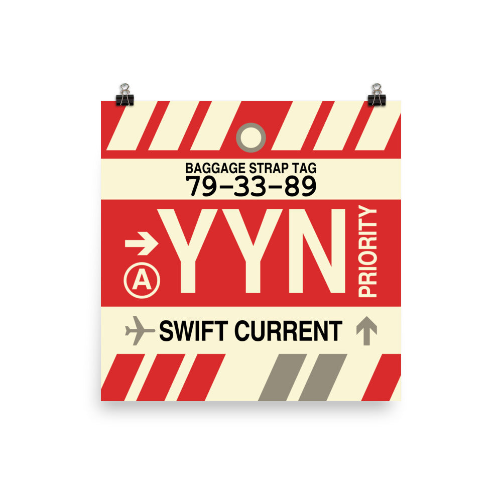 YYN Swift Current Poster Print • Jet Age Baggage Tag Design • YHM Designs - Image 04